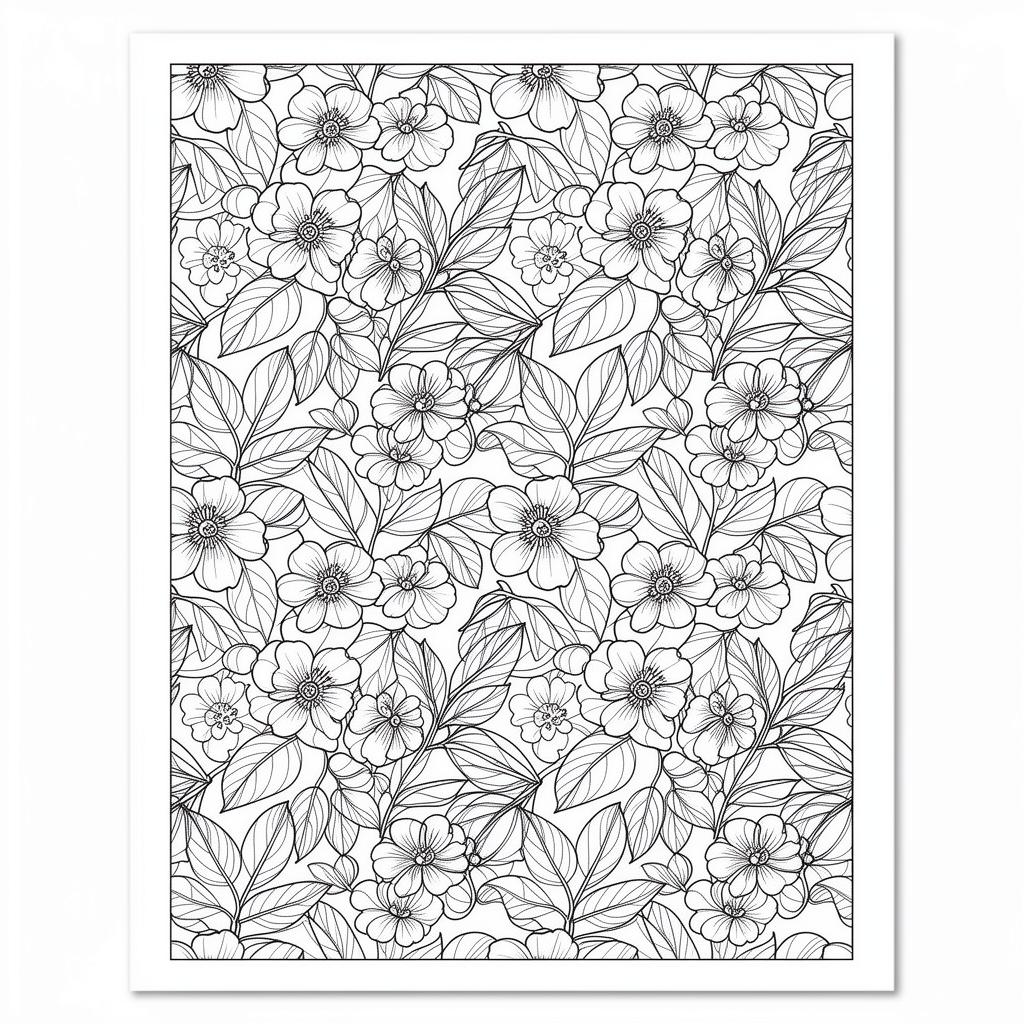 Botanical coloring page preview